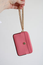 Michael Kors Pink Saffiano Leather Chain Card Wallet