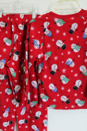 Children's Place Red Fleece Snowman Print Pajama Set | 7/8