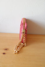 Michael Kors Pink Saffiano Leather Chain Card Wallet