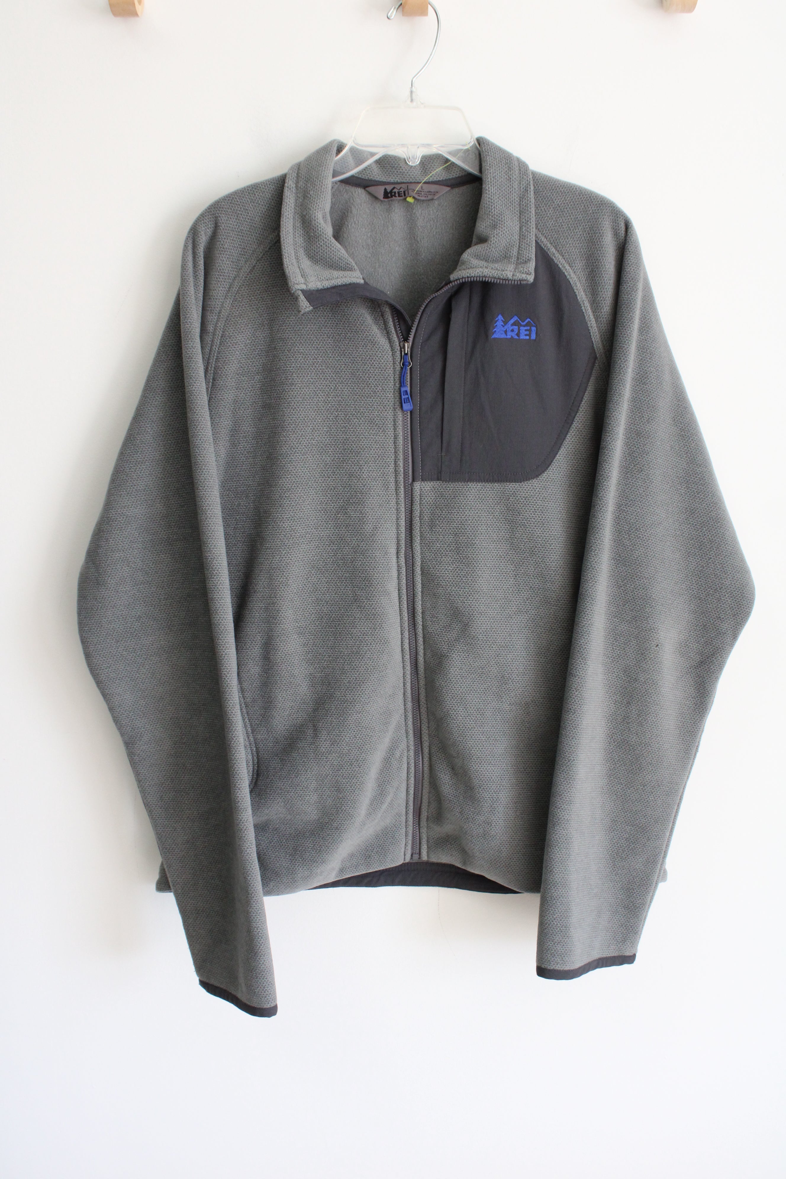 REI Gray Fleece Zip Up Jacket | L