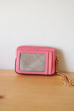 Michael Kors Pink Saffiano Leather Chain Card Wallet