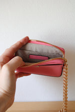 Michael Kors Pink Saffiano Leather Chain Card Wallet