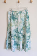 Alfred Dunner Blue Green & White Floral Midi Skirt | 14