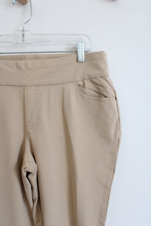 D & Co. Tan Stretchy Wide Leg Pants | 14 Petite