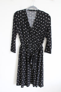 Avon Black Polka Dotted Wrap Long Sleeved Dress | M (8/10)