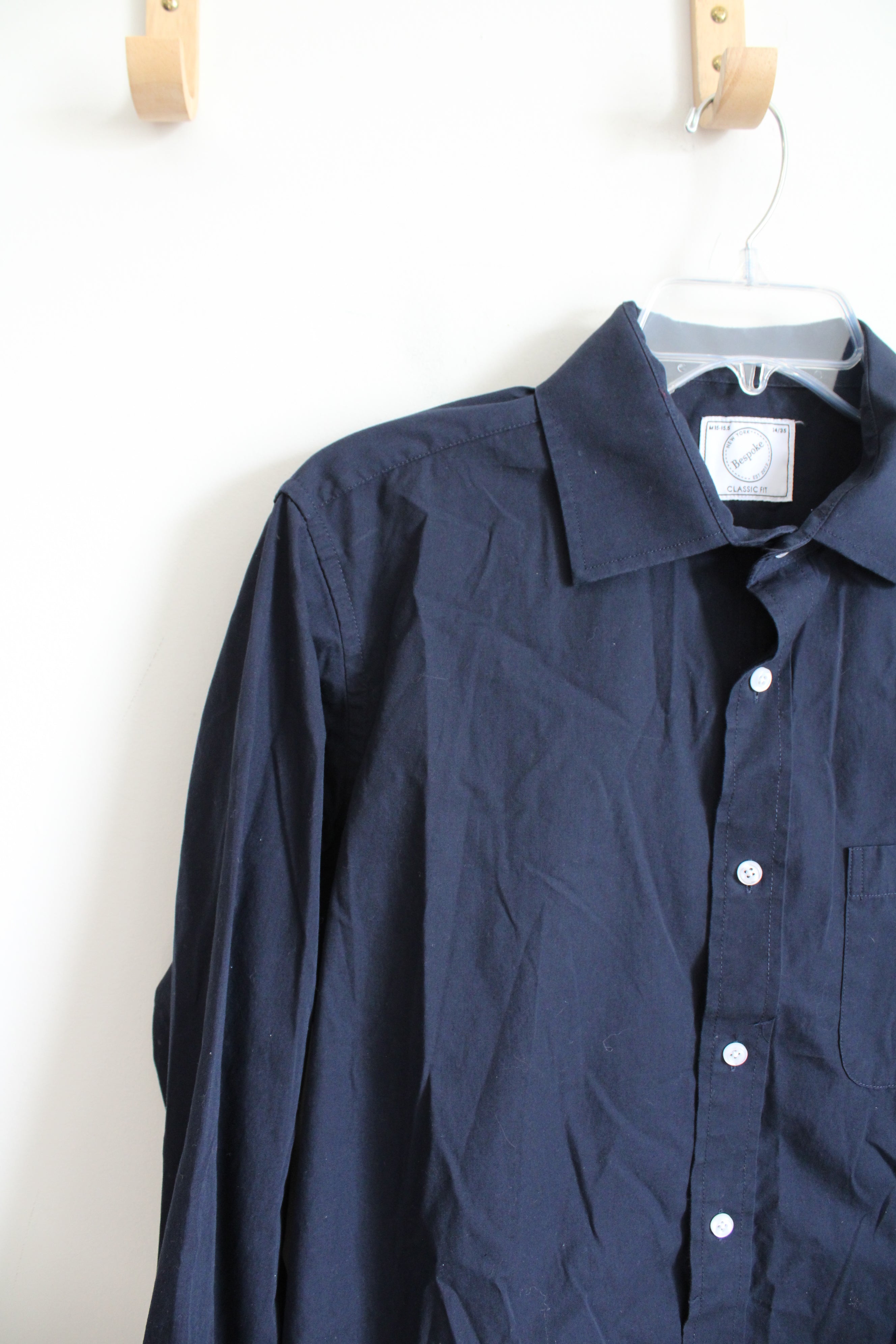 Bespoke Classic Fit Navy Long Sleeved Button Down Shirt | 34/35 (15/15.5)