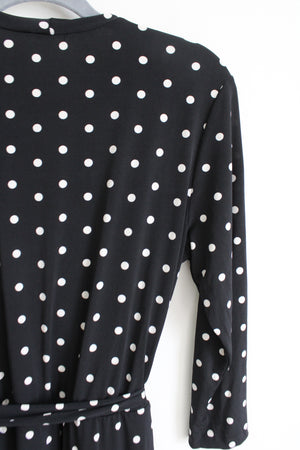 Avon Black Polka Dotted Wrap Long Sleeved Dress | M (8/10)