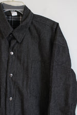 Charcoal Gray Flannel Lined Button Down Shirt | XL