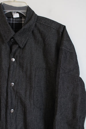 Charcoal Gray Flannel Lined Button Down Shirt | XL