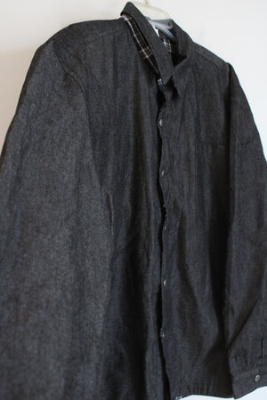 Charcoal Gray Flannel Lined Button Down Shirt | XL