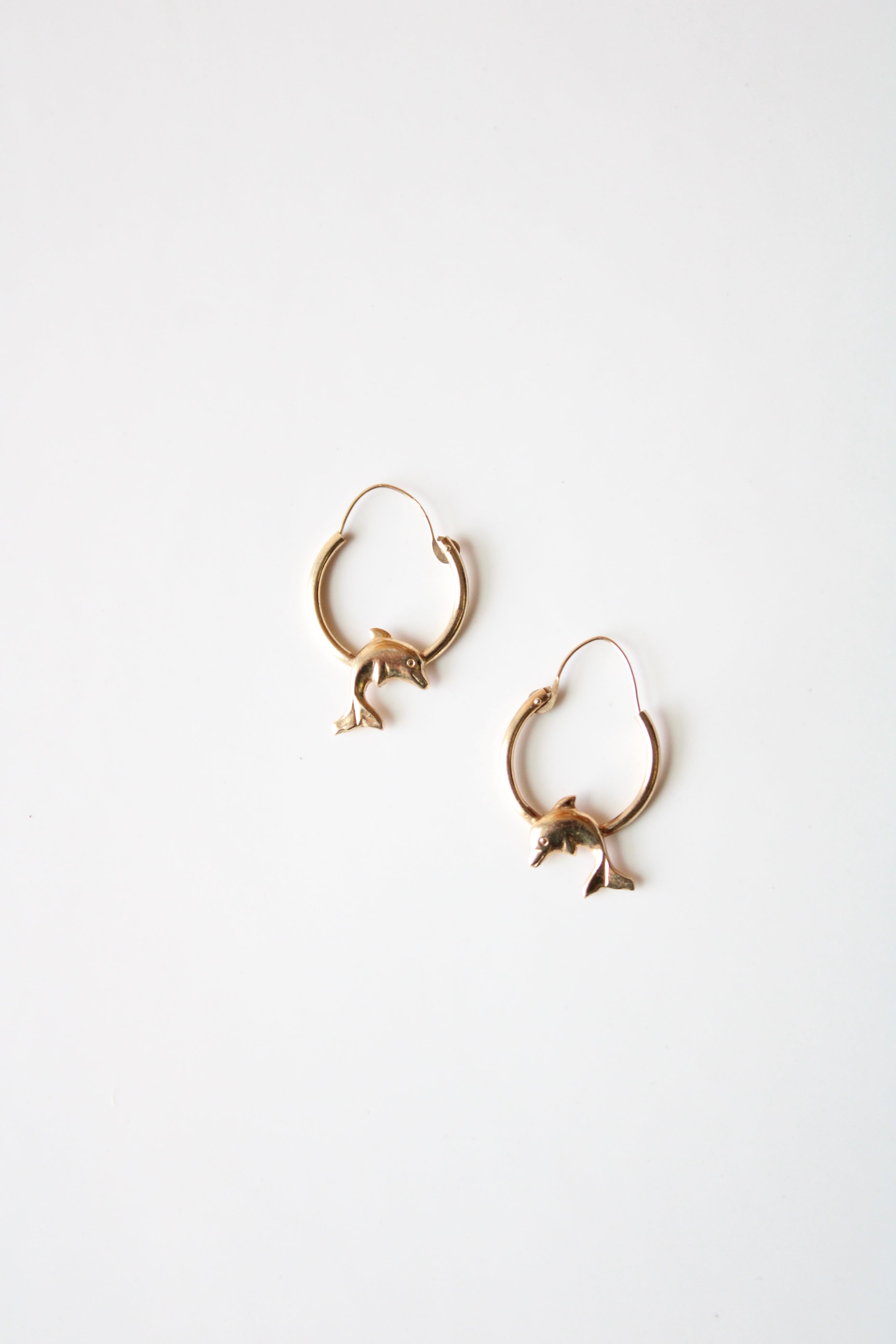 Dolphin Hoop 14KT Yellow Gold Earrings