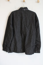 Charcoal Gray Flannel Lined Button Down Shirt | XL