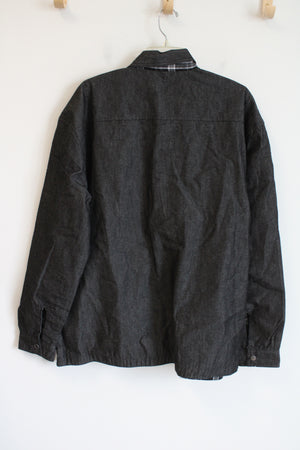 Charcoal Gray Flannel Lined Button Down Shirt | XL