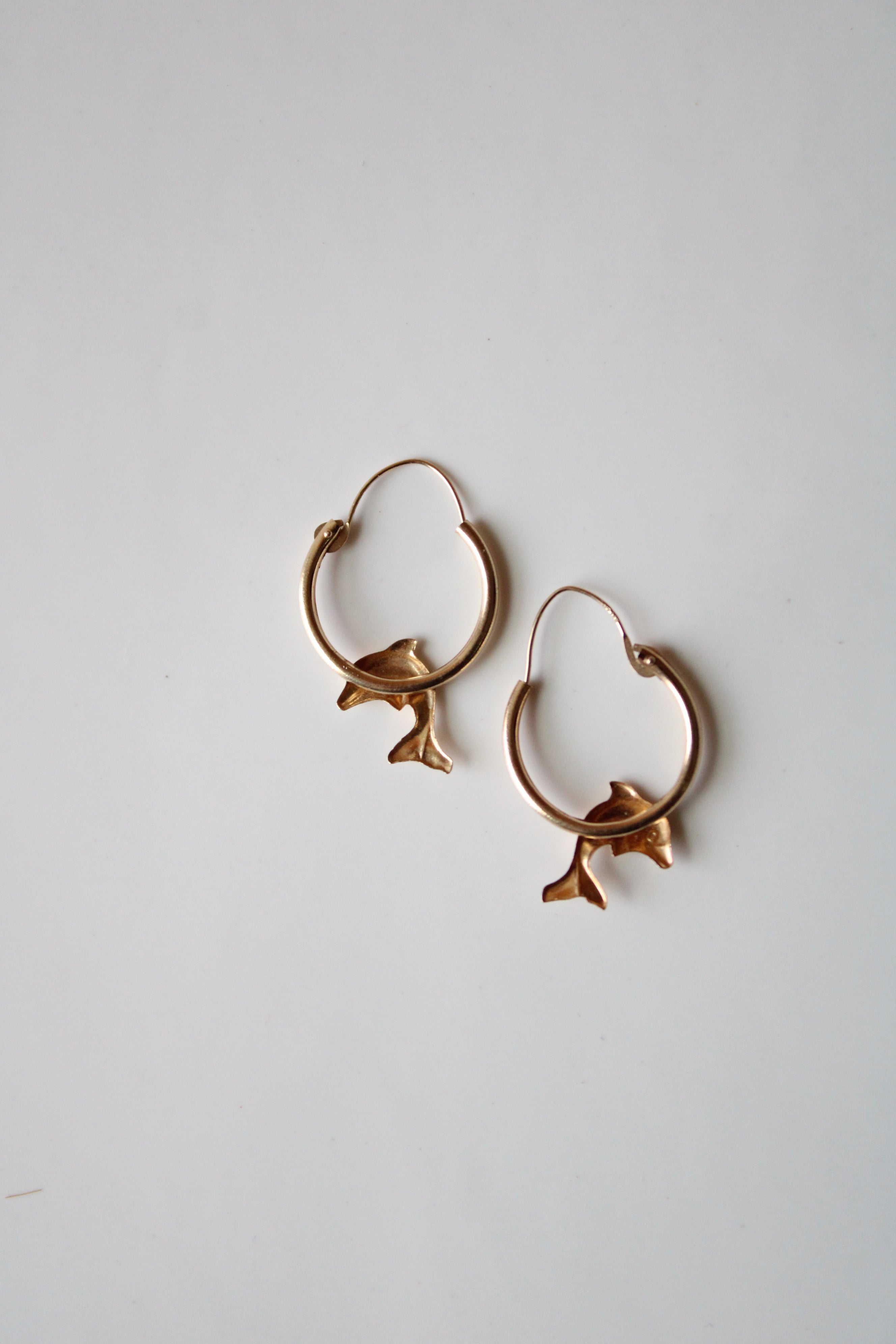 Dolphin Hoop 14KT Yellow Gold Earrings