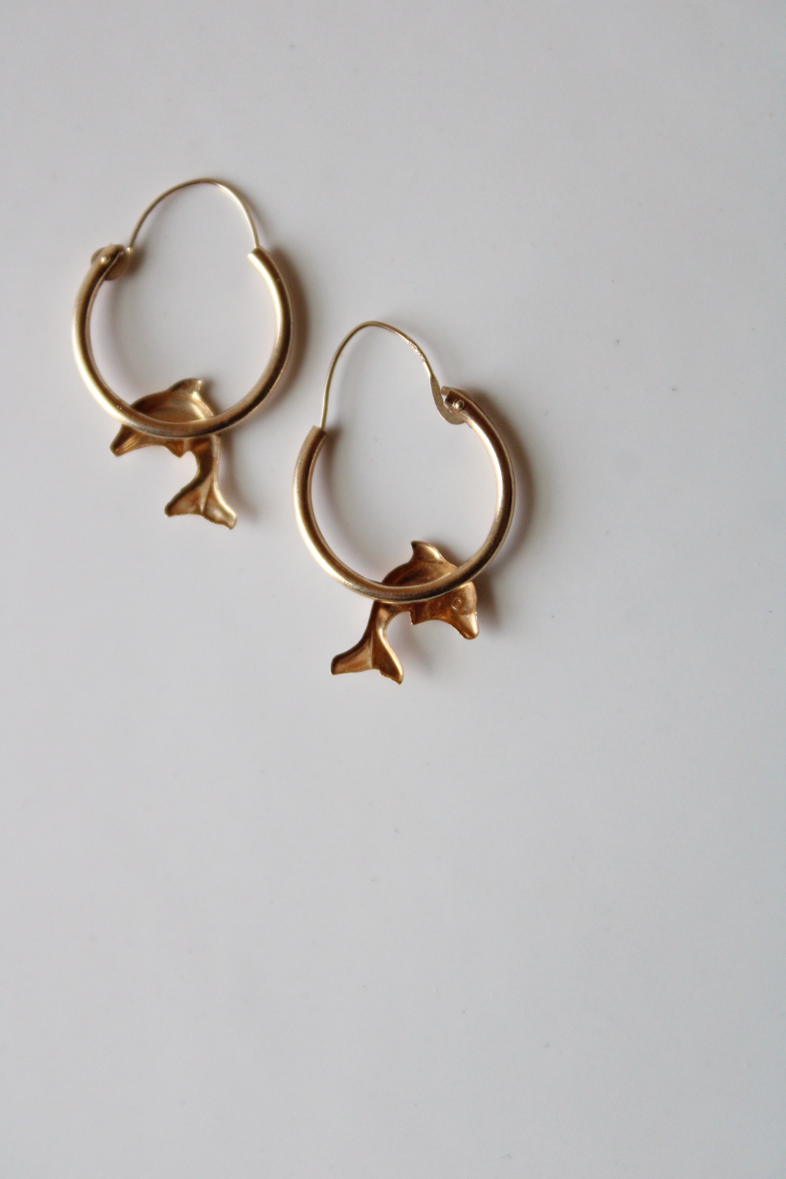 Dolphin Hoop 14KT Yellow Gold Earrings