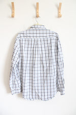 Croft & Barrow Stretch Blue & White Plaid Long Sleeved Button Down Shirt | L