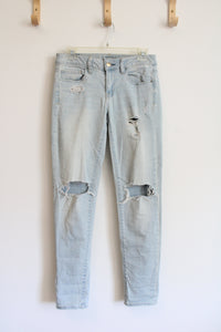 American Eagle Super Stretch Skinny Distressed Light Wash Jeans | 4