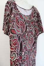 Avenue Black Tan & Maroon Patterned Textured Dress | 26/28