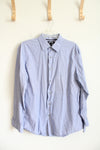 Apt. 9 Blue Striped Long Sleeved Button Down Cotton Shirt | L