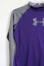 Under Armour Fitted ColdGear Purple Gray Long Sleeved Shirt | Youth XL (16/18)