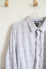 Apt. 9 Stretch Slim Fit Gray & Orange Plaid Long Sleeved Button Down Shirt | XL