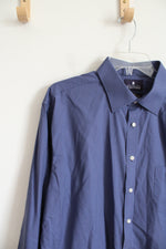 Stafford Travel Easy Care Broadcloth Regular Fit Blue Button Down Shirt | 17.5 (34/35)