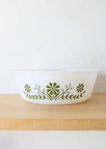 Glasbake Vintage Green Daisy J2600 1.5 Quart Casserole Dish