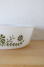 Glasbake Vintage Green Daisy J2600 1.5 Quart Casserole Dish