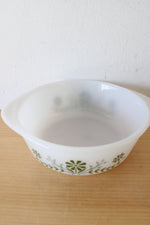 Glasbake Vintage Green Daisy J2600 1.5 Quart Casserole Dish