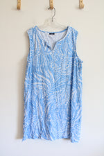 Basic Editions Blue & White Patterned Knit Dress | 2X