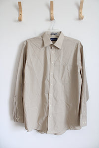 Stafford Essentials Cotton Blend Broadcloth Regular Fit Tan Button Down Shirt | 17 (36/37)