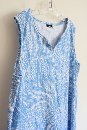 Basic Editions Blue & White Patterned Knit Dress | 2X