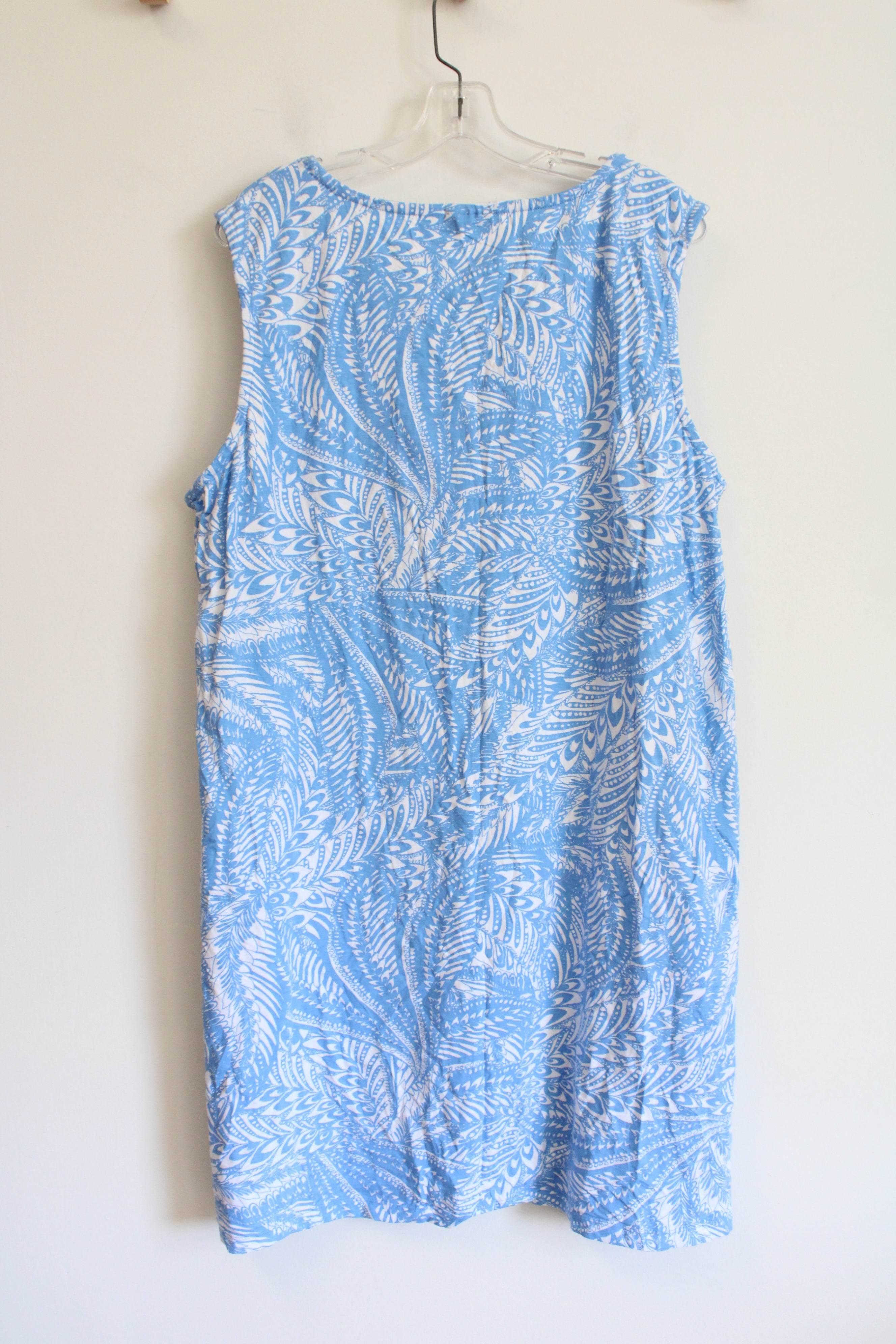 Basic Editions Blue & White Patterned Knit Dress | 2X