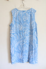 Basic Editions Blue & White Patterned Knit Dress | 2X