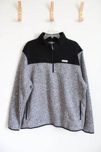 Eddie Bauer Black & Gray Quarter Zip Fleece Lined Sweatshirt | XXL