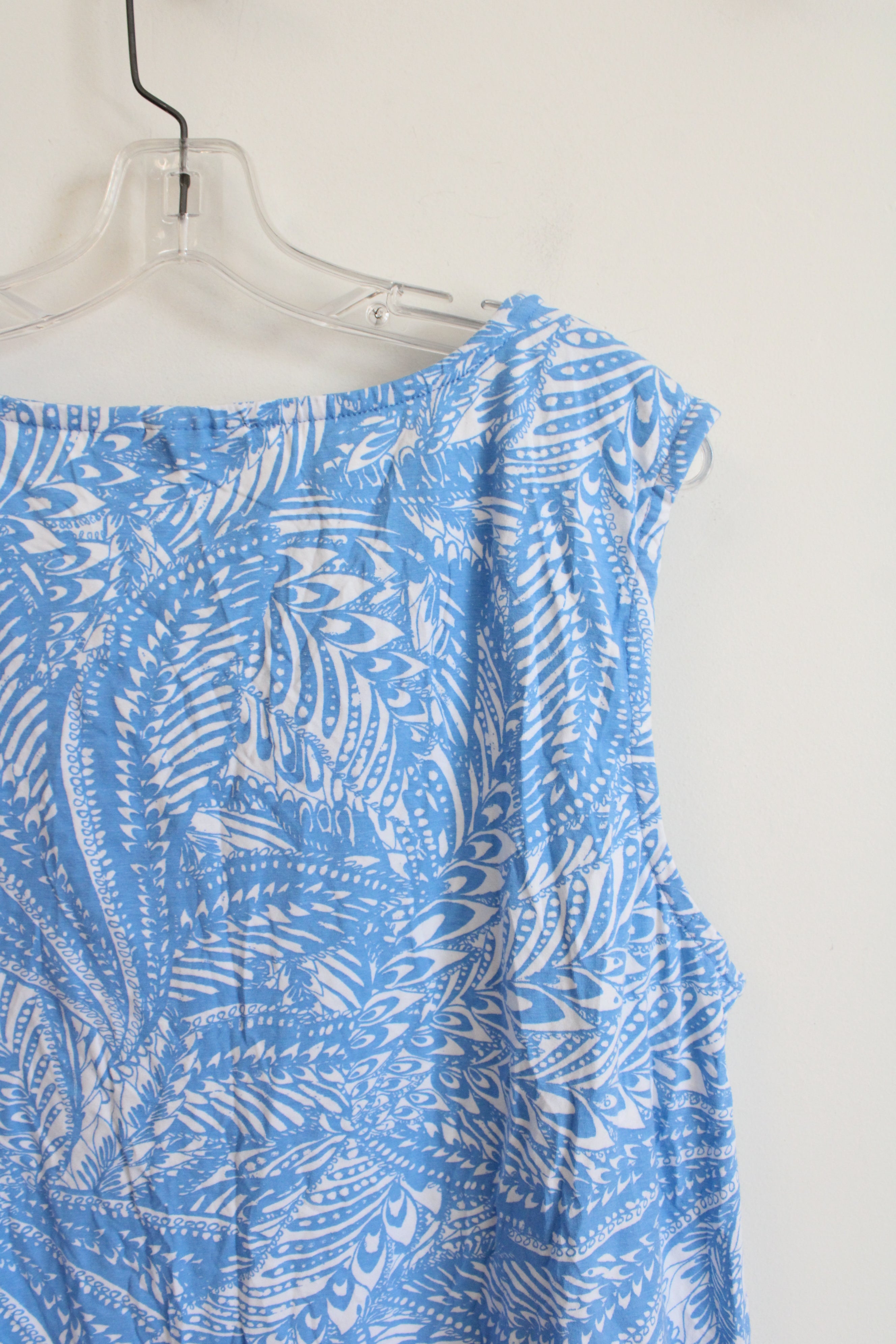 Basic Editions Blue & White Patterned Knit Dress | 2X