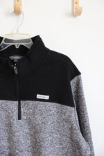 Eddie Bauer Black & Gray Quarter Zip Fleece Lined Sweatshirt | XXL