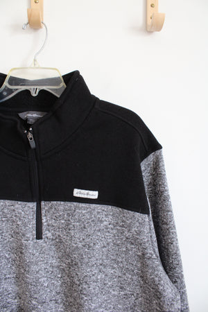 Eddie Bauer Black & Gray Quarter Zip Fleece Lined Sweatshirt | XXL