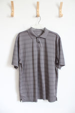 Van Heusen Gray & Black Striped Polo Shirt | L