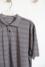 Van Heusen Gray & Black Striped Polo Shirt | L