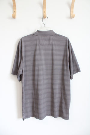 Van Heusen Gray & Black Striped Polo Shirt | L