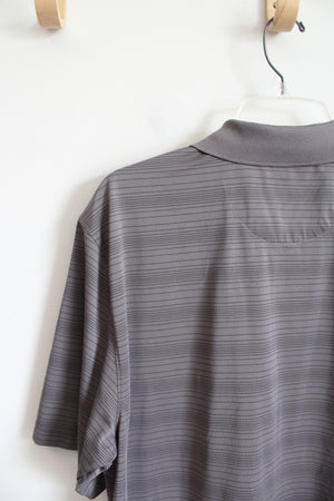 Van Heusen Gray & Black Striped Polo Shirt | L