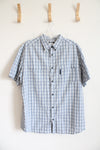 Columbia Blue Plaid Short Sleeved Button Down Shirt | XXL