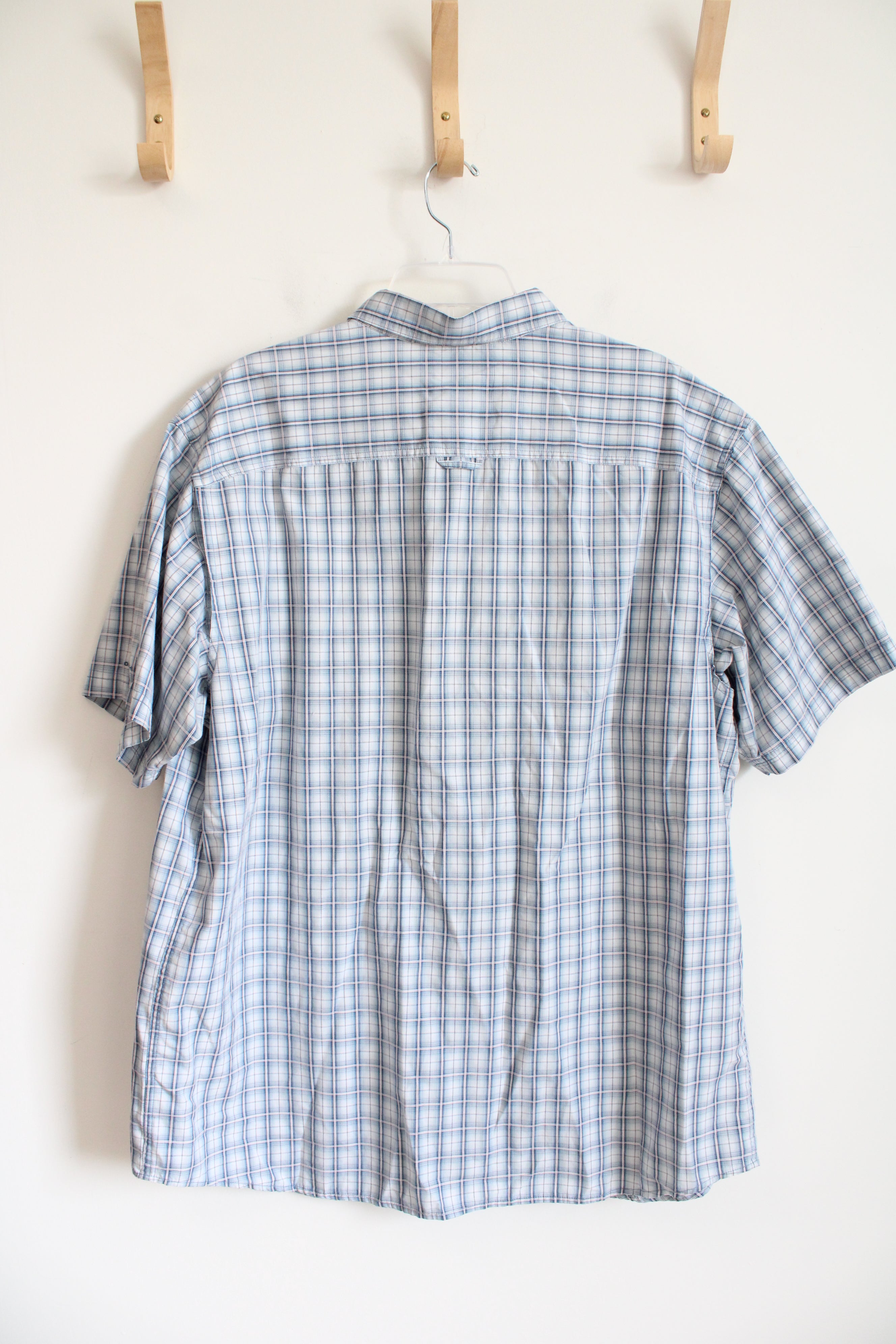 Columbia Blue Plaid Short Sleeved Button Down Shirt | XXL