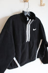 Nike Black & White Fleece Cropped Quarter Zip Jacket | Youth XL (18/20)