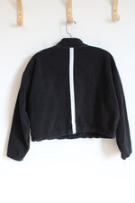 Nike Black & White Fleece Cropped Quarter Zip Jacket | Youth XL (18/20)