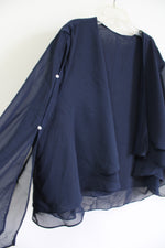 Navy Blue Chiffon Blouse Cardigan | L