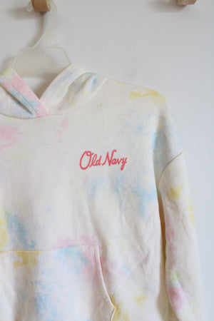 Old Navy Cream Multi-Colored Pastel Tie-Dyed Hoodie | Youth L (10/12)