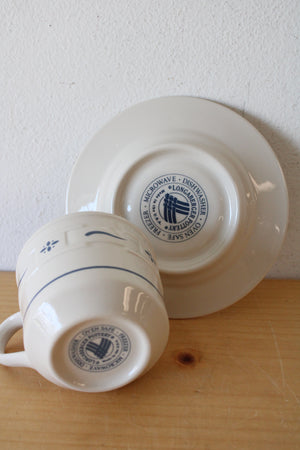 Longaberger Pottery Woven Traditions Tea Cup & Saucer Set