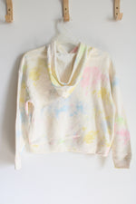 Old Navy Cream Multi-Colored Pastel Tie-Dyed Hoodie | Youth L (10/12)